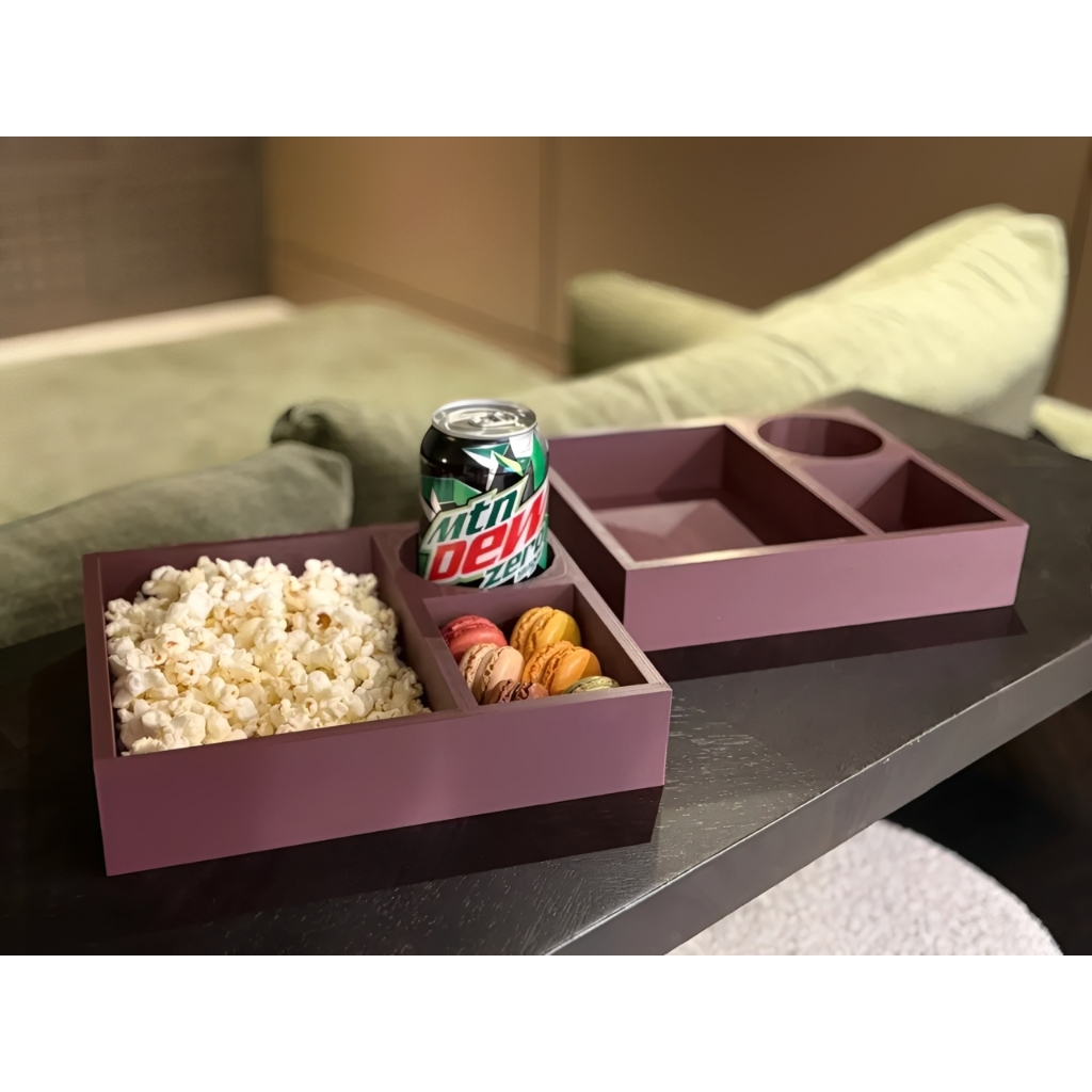 Bandeja Petisqueira Para Sofá Organizador Porta Copos Pipoca Aperitivos Premium Kit Cinema Sala