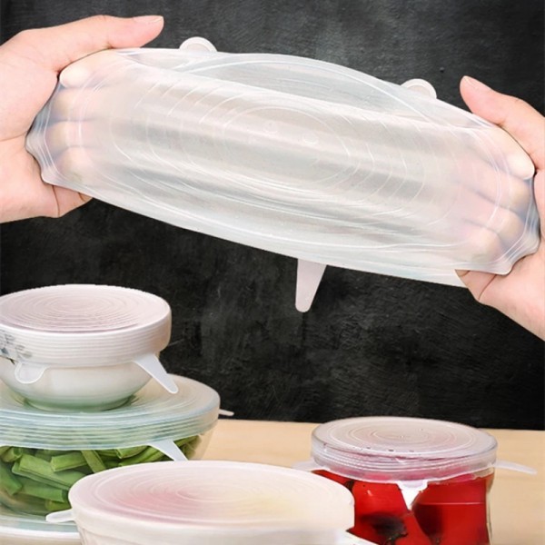 24 Pcs Tampa Silicone Elastica Reutilizável À Prova Sopa De Fugas Para Cozinha