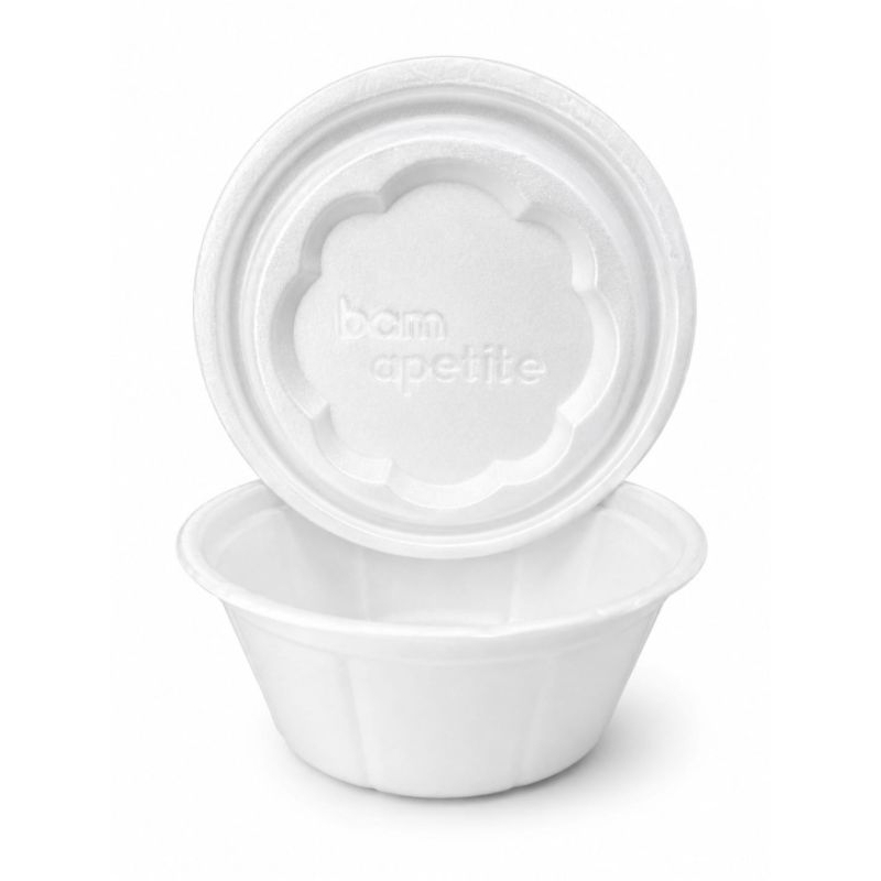 Cumbuca Térmica Isopor 500ml 50un + 50 Tampas Cumbuca Caldo Sopa Açaí Marmitex Delivery Reforçado