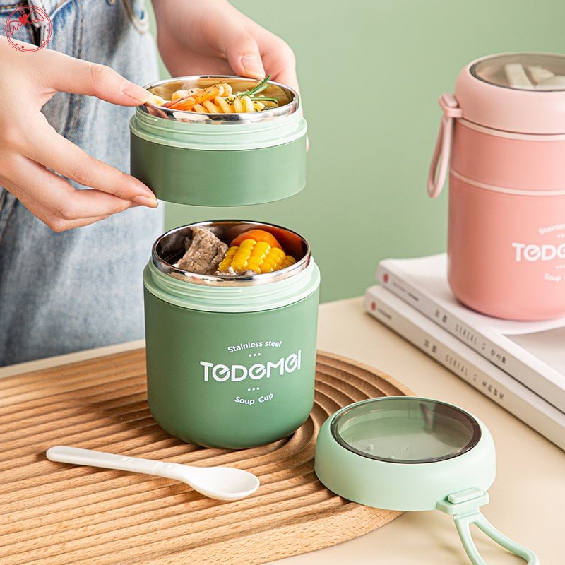 Lancheira Térmica De Aço Inoxidável De 710ML Com Colheres De Sopa Para Alimentos Recipientes Térmicos Thermische DGE