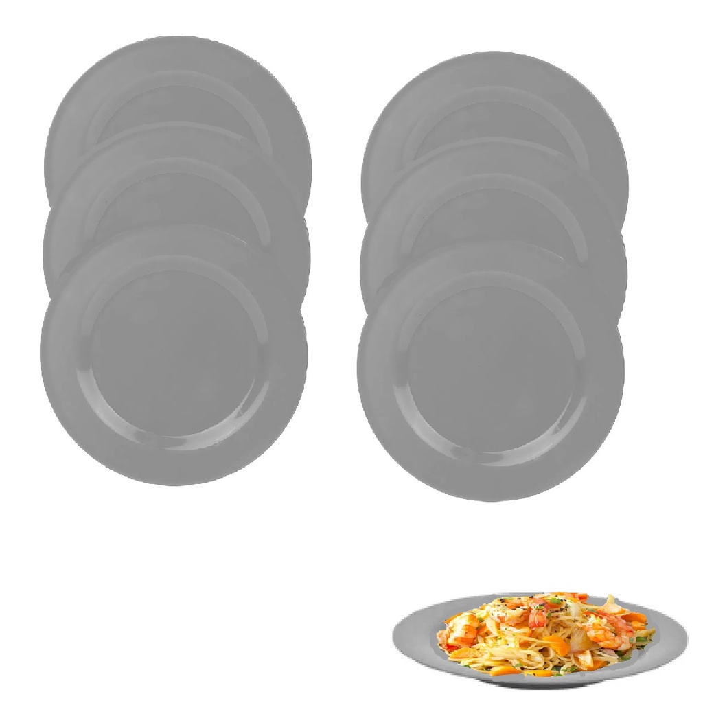 Kit 6 Pratos Fundo em Melamina Refeição Cozinha Sopas Caldos
