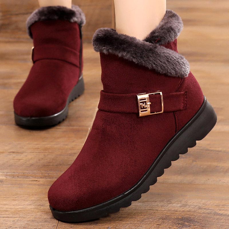 Mulheres Inverno Botas Moda Grosso Plush Quente Senhoras De Neve Zipper Ao Ar Livre Ankle Boots Sapatos De Algodão