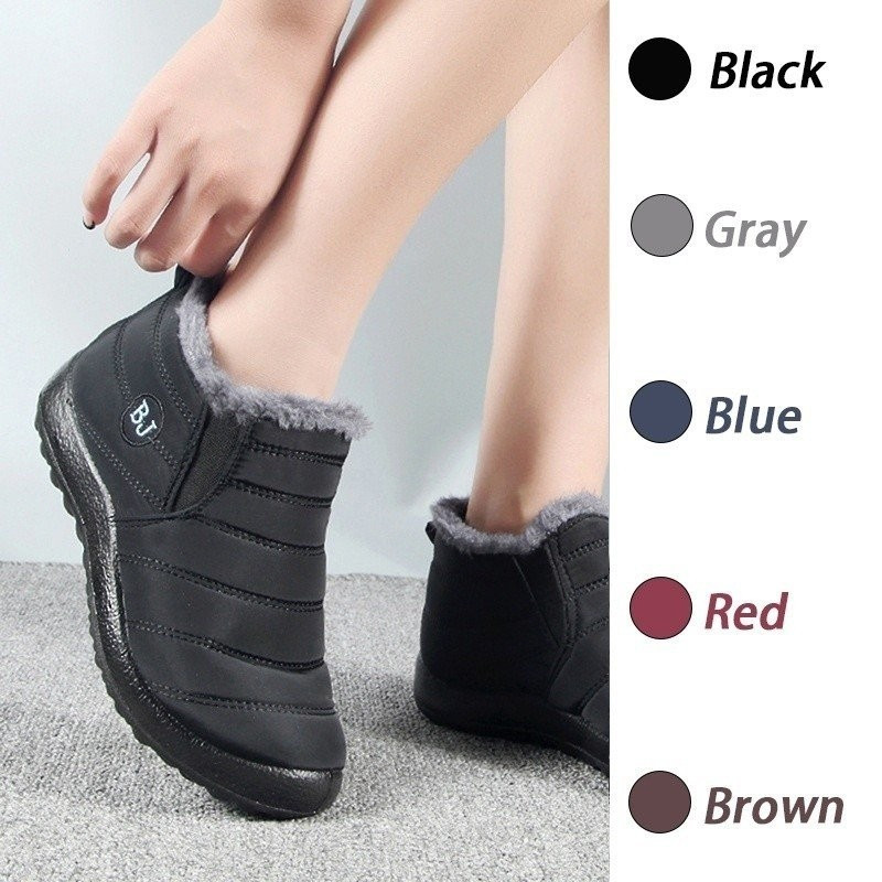 Botas de Neve Femininas Quentes de Couro Plush Sapatos de Inverno Slip-On Casuais Ultra Altas P TIQK