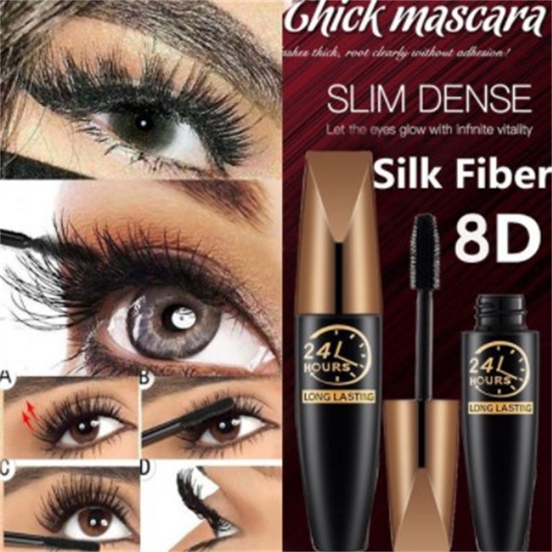 1 Pcs 8D Silk Fiber Lash Mascara Impermeável Para A Extensão Dos Cílios Preto Grosso Eye Pestanas Curler Cosméticos