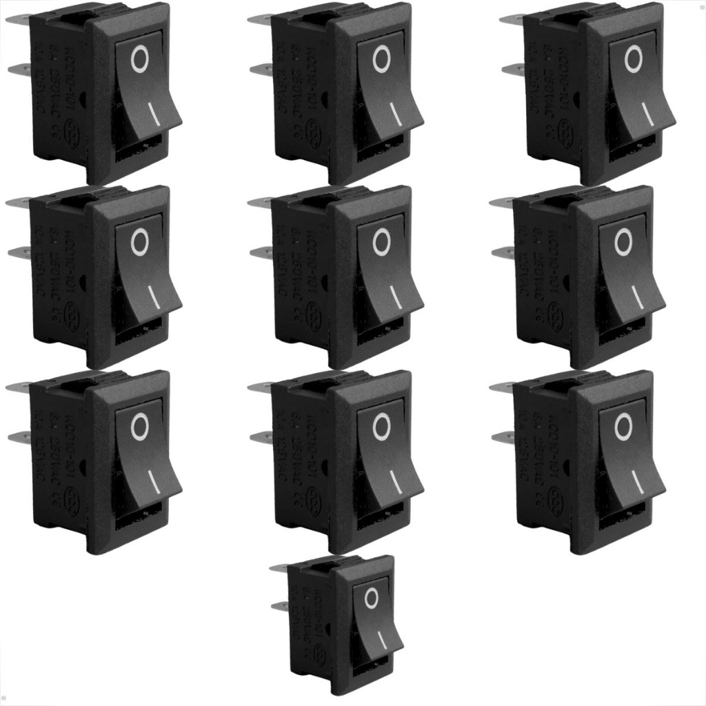 10x Mini Chave Gangorra Preta ou Vermelha KCD11-101 2T 3A/250V 2 Posições