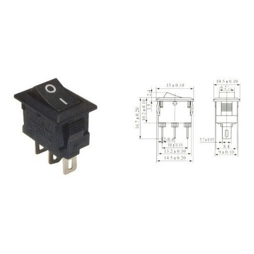 200 X Chave Gangorra Mini Kcd11-102 Liga/desliga 3t 3a Preta