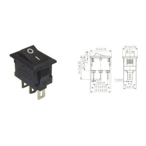 50 X Chave Gangorra Mini Kcd11-102 Liga/desliga 3t 3a Preta