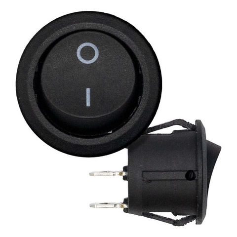 Kit 5 peças Botão Liga Desliga Chave Gangorra Interruptor On Off Preto Kcd1-106