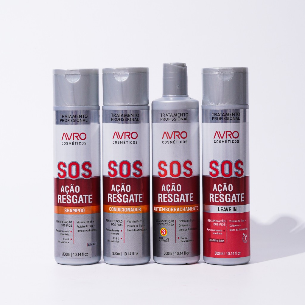 Kit SOS Ação Resgate Avro Shampoo + Condicionador + Leave-In + Antiemborrachamento