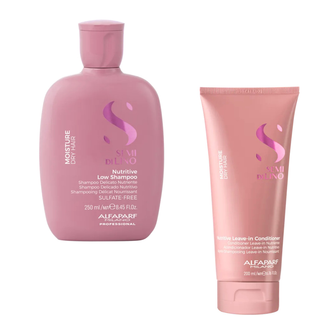 Shampoo 250ml e Leave In 200ml Alfaparf Semi Di LIno Moisture