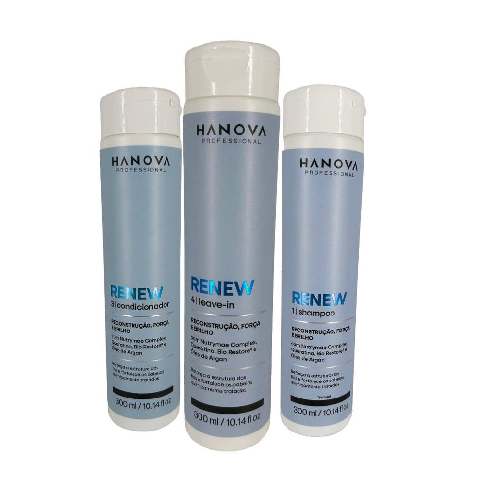 Kit Shampoo + Condicionador + Leave-in Renew Hanova 300ml