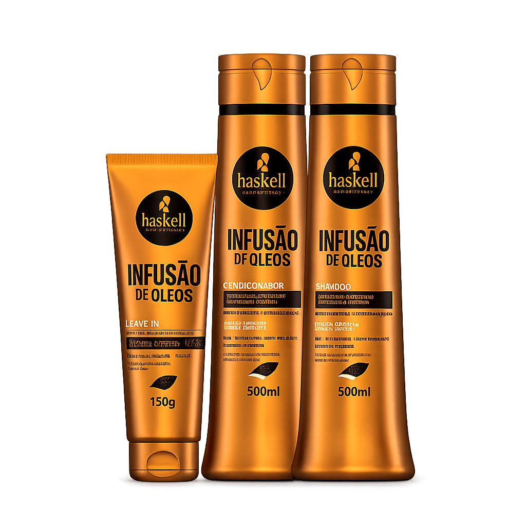 Kit Infusao de Oleos Haskell Shampoo Condicionador leave-in
