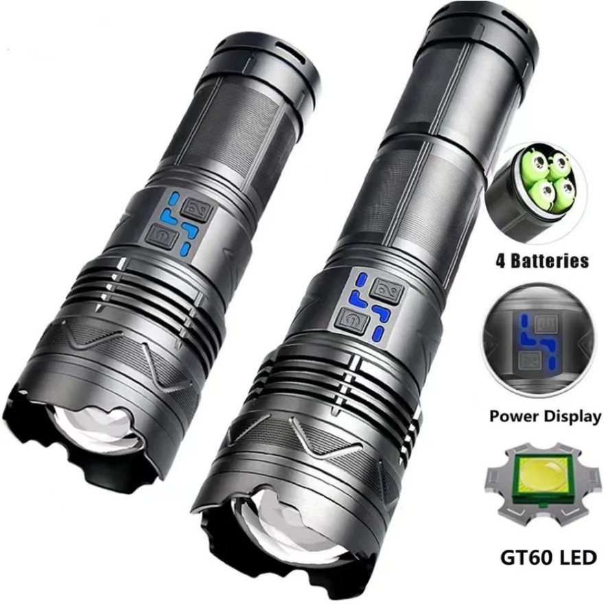 Lanterna Profissional High Power LED Laser Spotlight Longo Alcance Zoom Emergência Indicador De Bateria mt087  mt162
