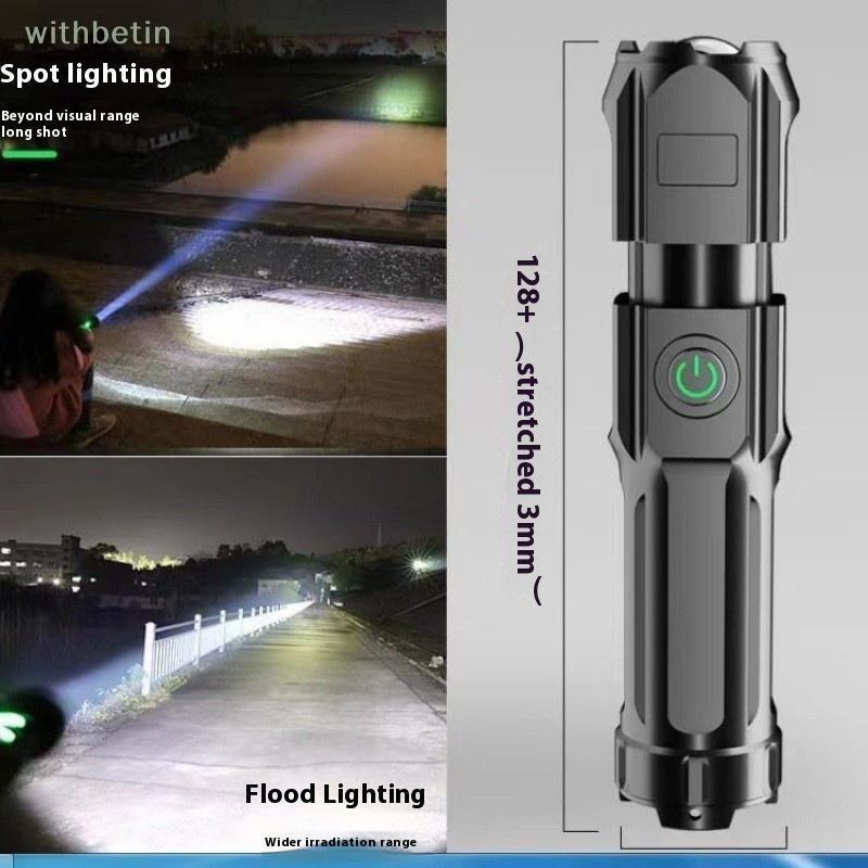 < withbetin > Lanterna LED ABS De Alta Potência USB Recarregável Spotlight Zoom Torch Portátil Luz Para Pesca Ao Ar Livr