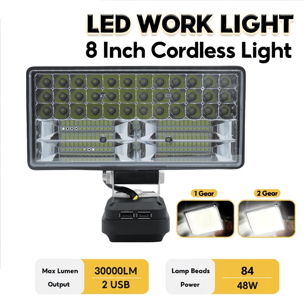 8 Polegadas Luz De Trabalho Sem Fio Led Spotlight Li-ion Bateria Portátil Luz De Emergência De Iluminação Ao Ar Livre