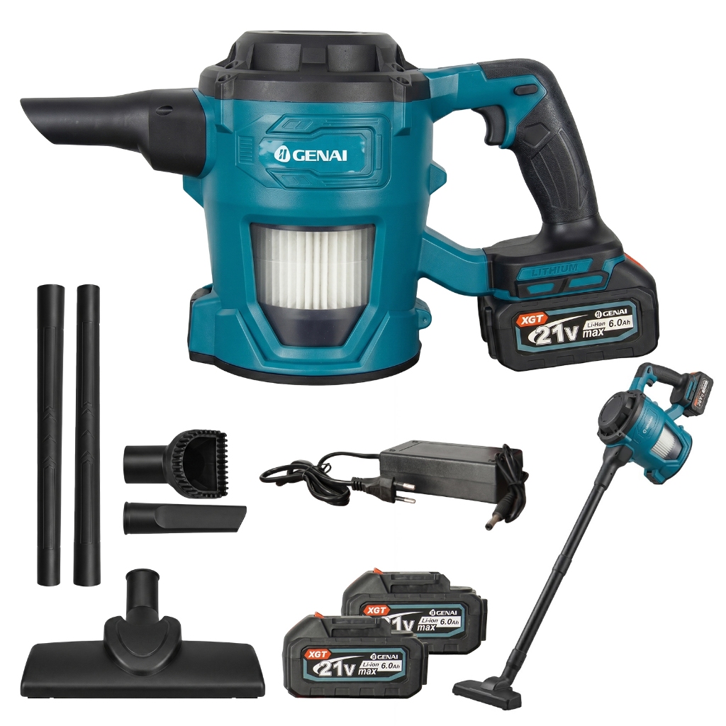21V Cordless Handheld Vacuum Cleaner Brushless Motor Dual Function Vacuuming and Blowing 2 x 6.0Ah Batteries + Complete
