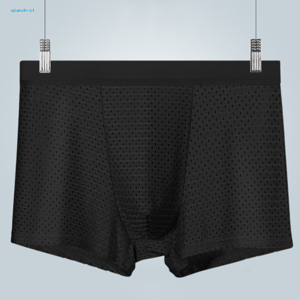 High Elasticity Men Underwear Slim Fit Shorts Briefs Men's Ice Silk Breathable Elastic Waistband Summer Thin Mesh Comfor