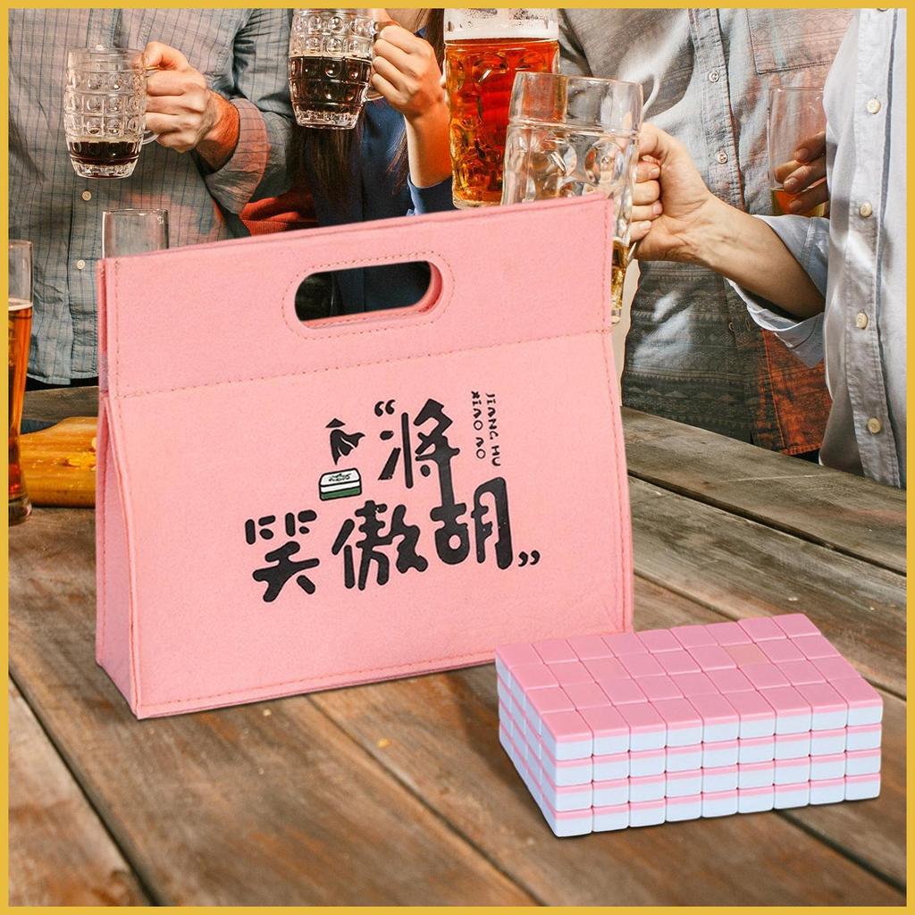 Mahjong Jogo Conjunto Pequena Toalha De Mesa Saco De Transporte Dados Telha Régua De Tabuleiro Para Amigo Noite Haolibr