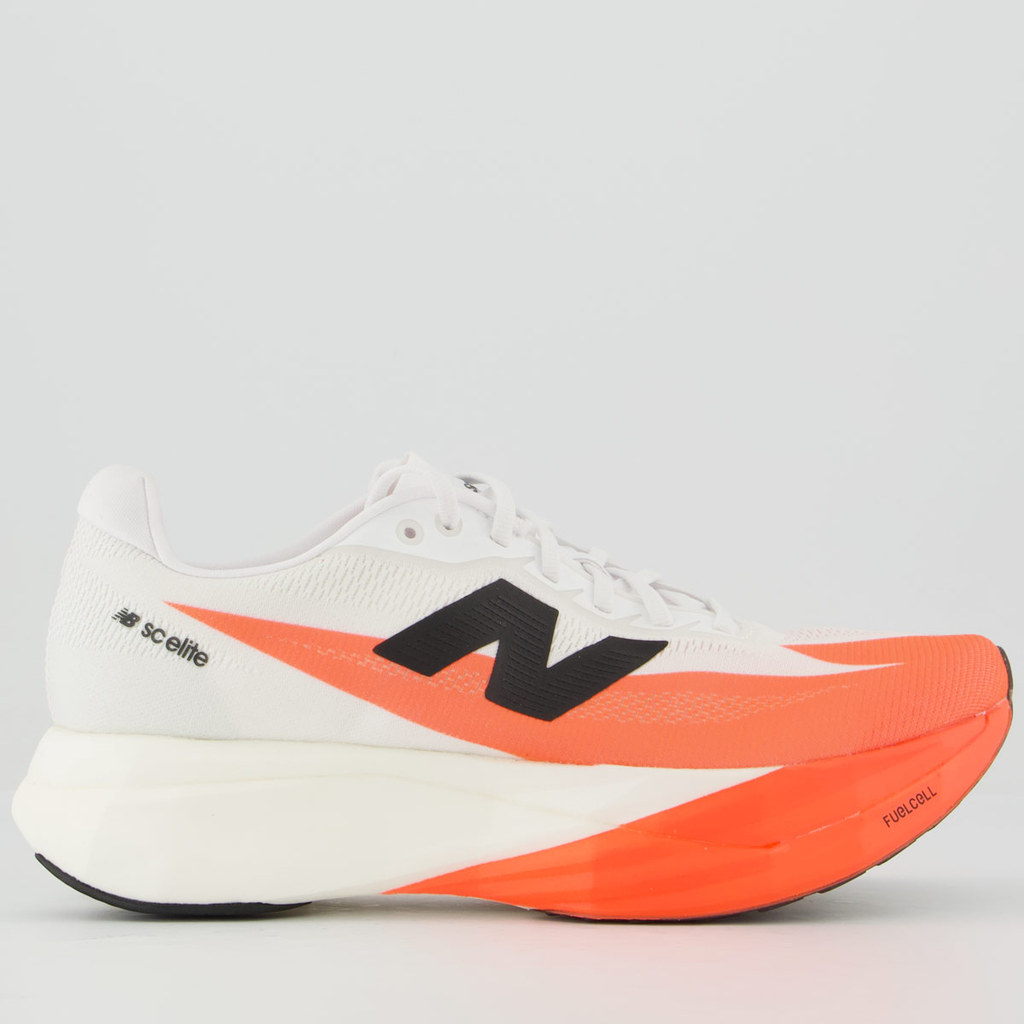 Tênis New Balance Fuelcell Supercomp Elite V5 Feminino Branco e Laranja