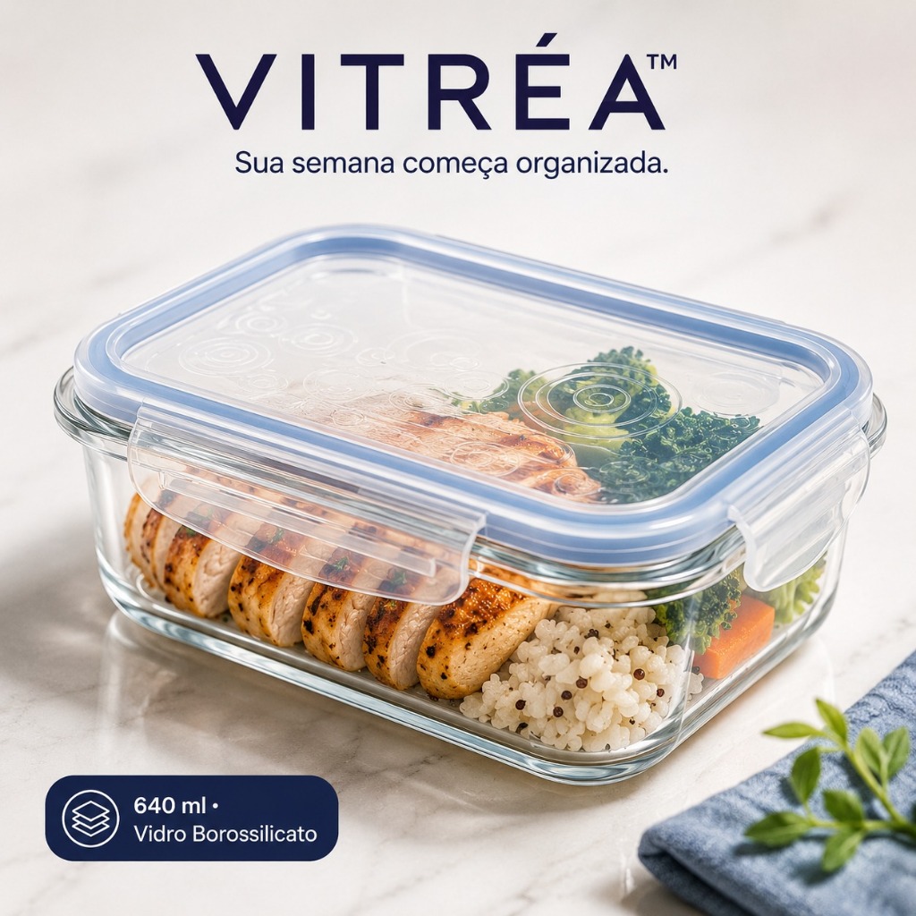 Pote Hermético Vidro Borossilicato Retangular com Tampa Vedação Organizador de Cozinha
