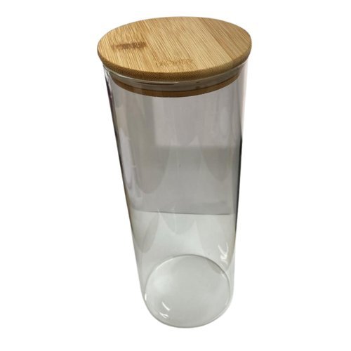 Pote Hermetico vidro borossilicato 1,8L tampa bambu Lehavi transparente