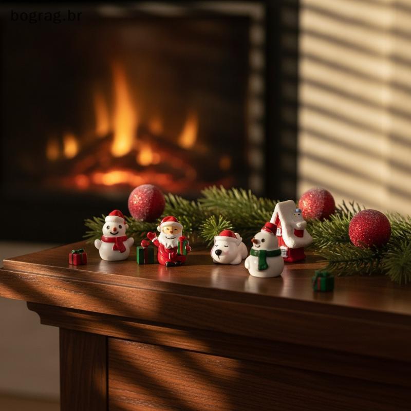 bograg Natal Neve Vista Ornamento 1PC Mini Papai Noel Boneco De Verde Caixa De Presente Decoração Para Mesa Prateleira F