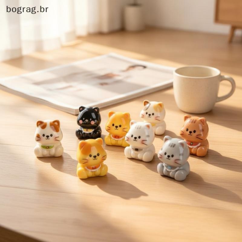 bograg Mini Estatueta De Gato De Desenho Animado , 6 Peças , Ornamento De Gatinho Adorável , Decoração Artesanal DIY Par