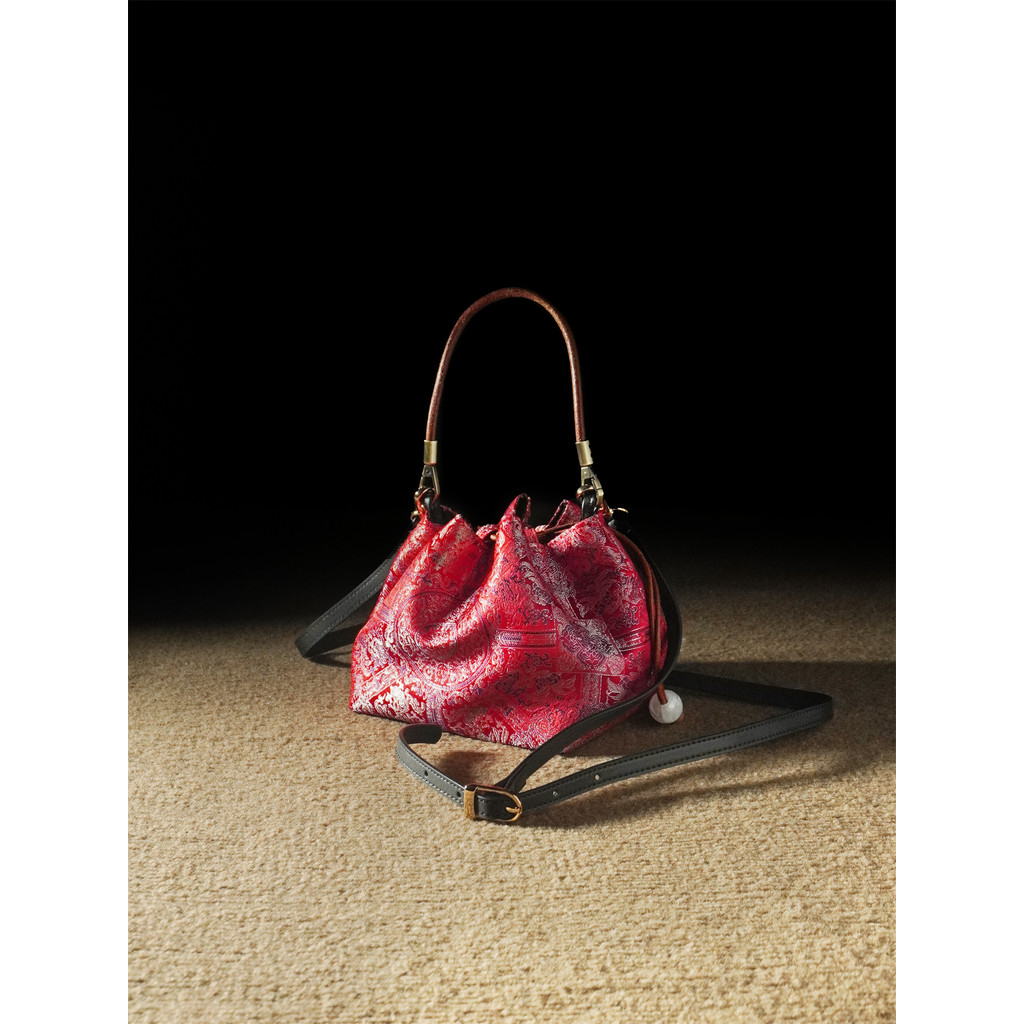Morishita novo estilo chinês bolsa de embreagem 2026 novo estilo chinês polvo vermelho Halo feixe boca Crossbody bolsa o