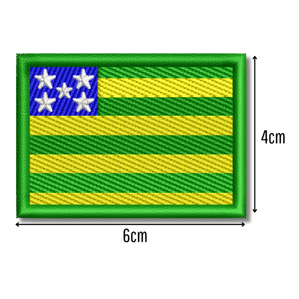 Patch Bordado Bandeira de Goiás 6x4cm • Termocolante • Fácil Aplicação com Ferro • Alta Qualidade