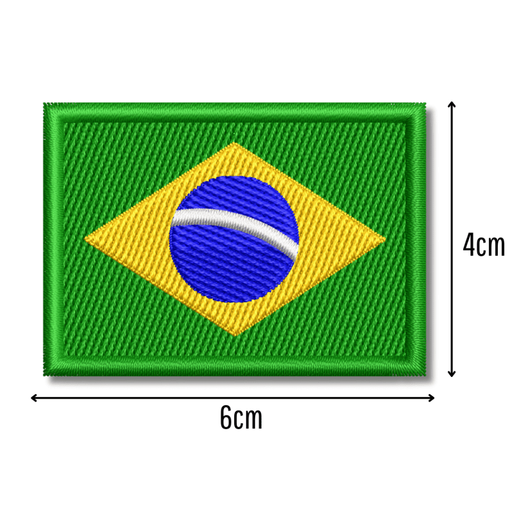 Patch Bordado Bandeira do Brasil 6x4cm  Termocolante ou Costura  Ideal para Uniformes e Mochilas