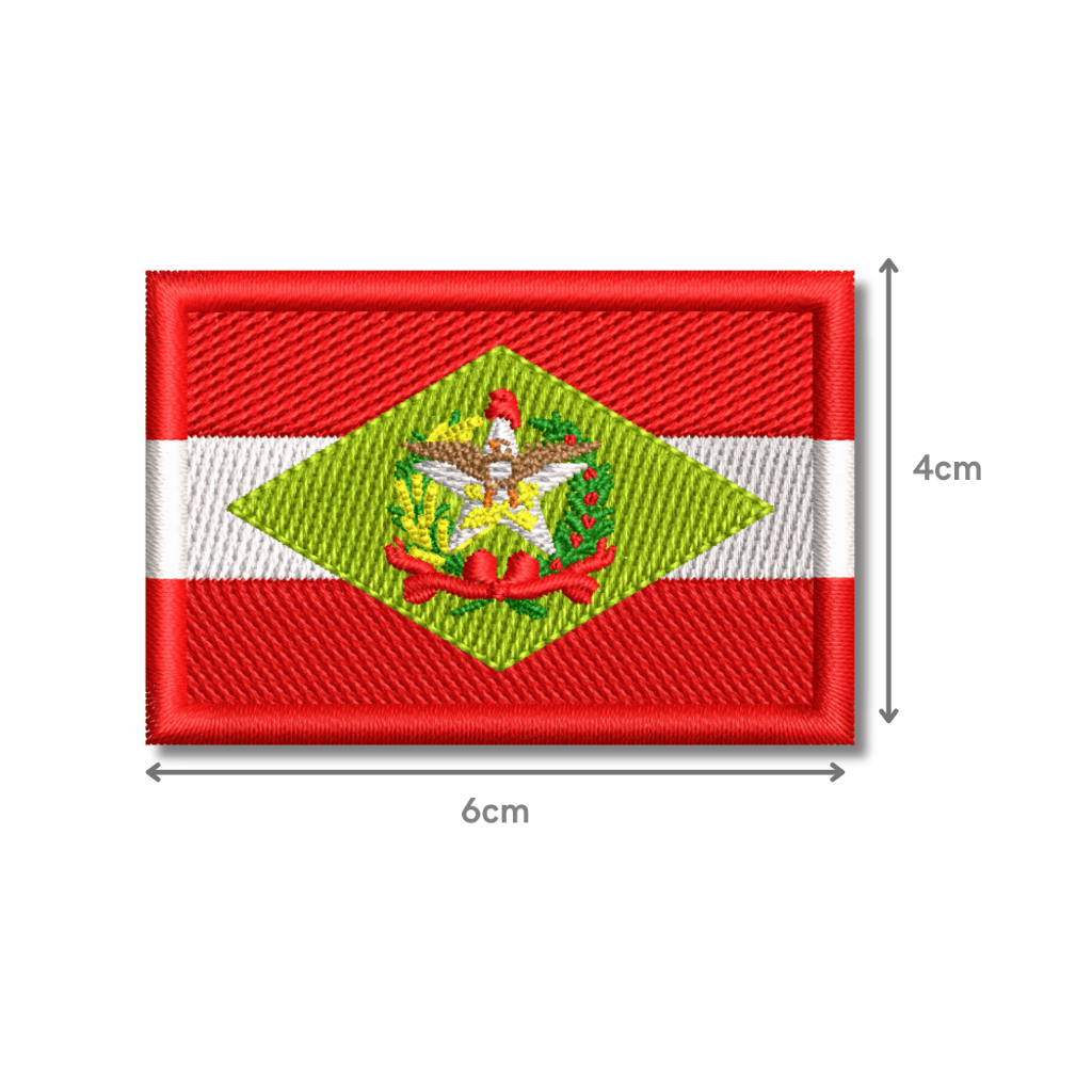Patch Bordado Bandeira de Santa Catarina 6x4cm | Com ou Sem Termocolante | Alta Qualidade