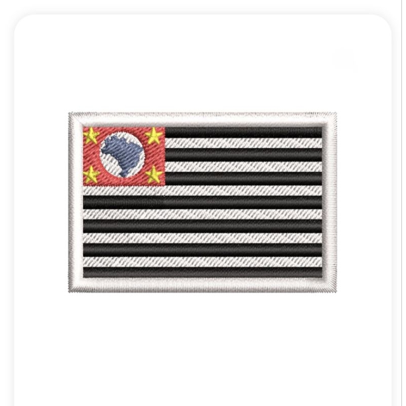 Patch Bordado Bandeira São Paulo - Termocolante ou Fecho de Contato - Carrapicho - Sutache