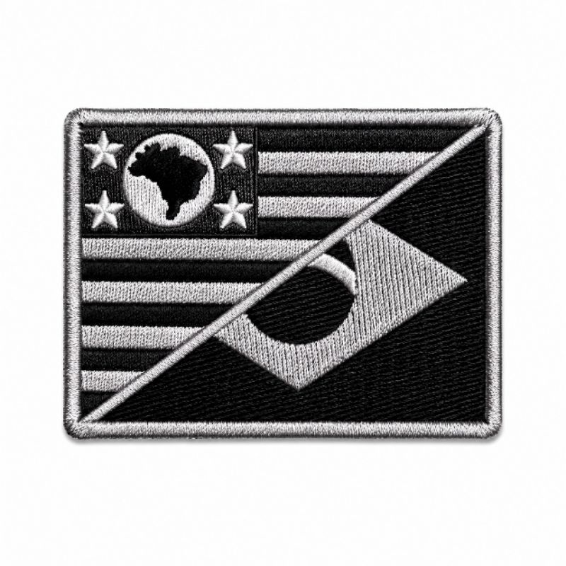 Patch Bordado Bandeira Mista Brasil / São Paulo • 6x4cm • Costura Velcro Carrapicho Termocolante adesivo