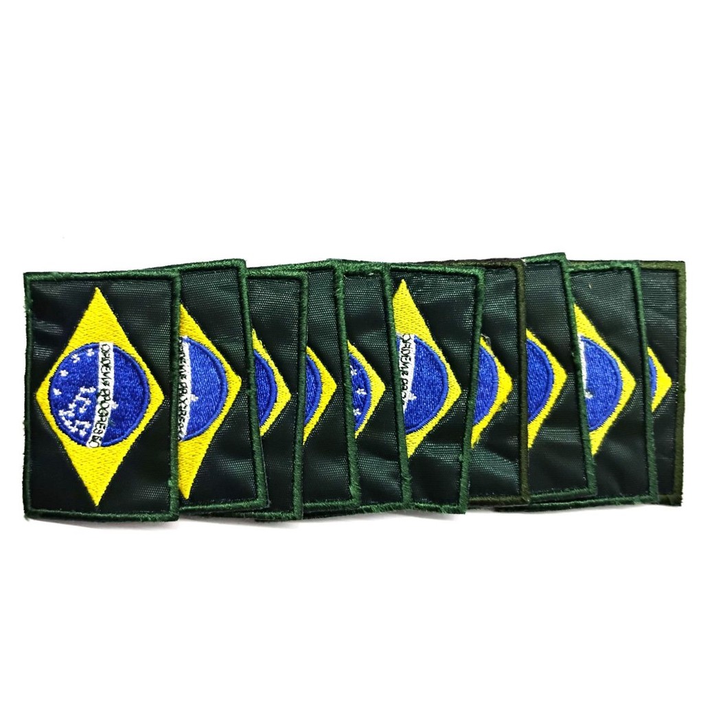 Kit 16 Patches Bandeira do Brasil Termocolante Patch Bordado Para Roupa Tecidos Boné Costura Bordar