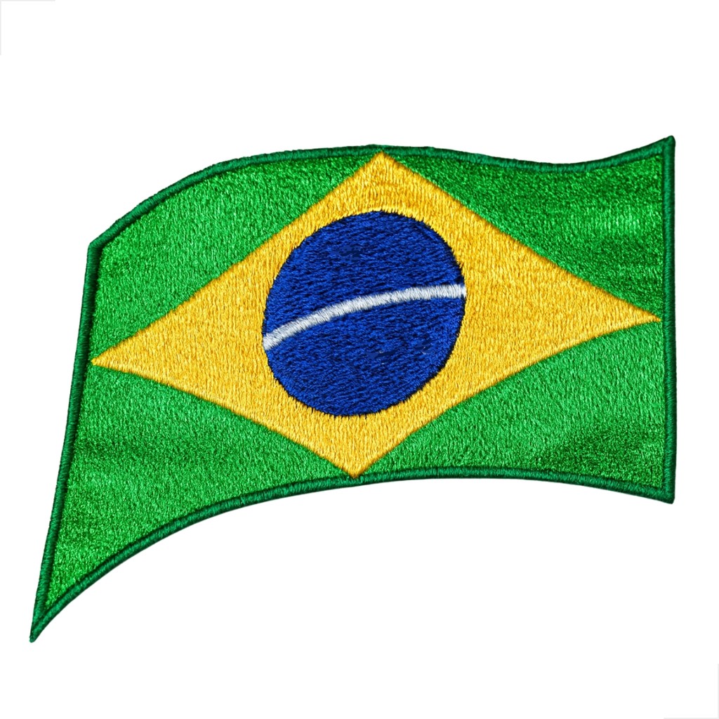 Patch Bordado Termocolante Bandeira Brasil 9,5x6,5cm