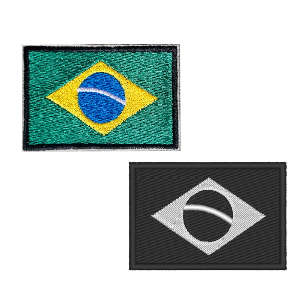 Patch Aplique Bordado Bandeira do Brasil Termocolante ou Velcro Farda Uniforme Kimono