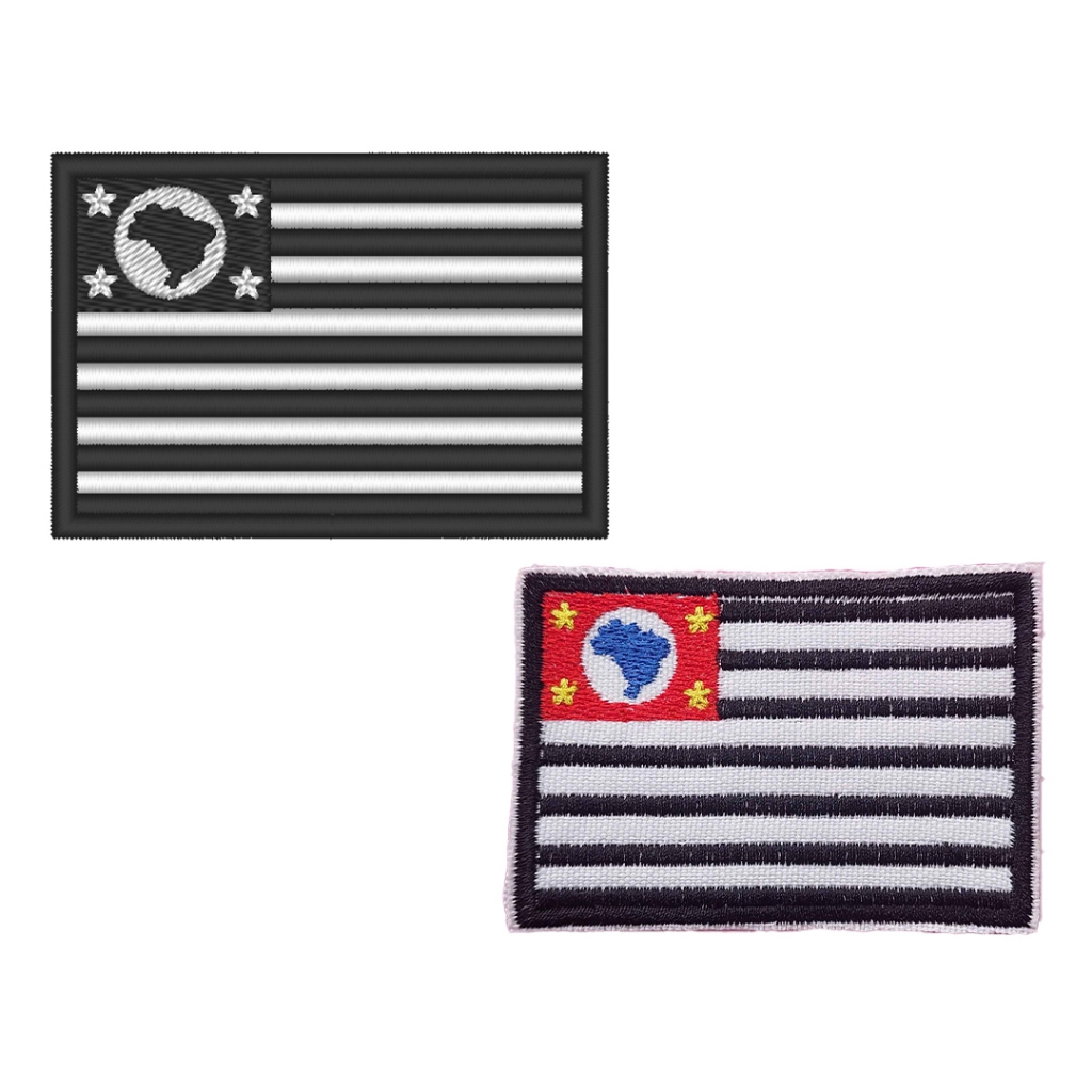 Patch Aplique Bordado Bandeira São Paulo Termocolante ou Velcro Farda Uniforme Kimono