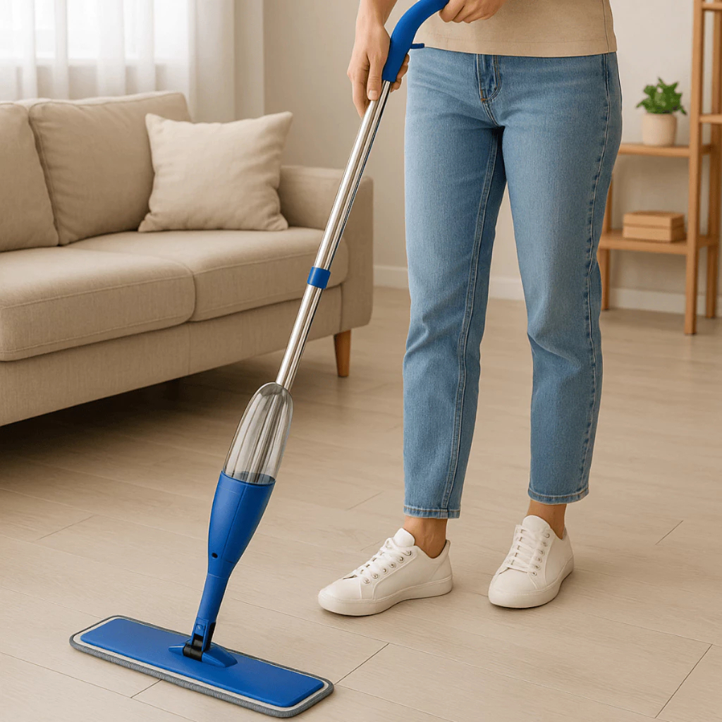Mop Spray Reservatório Gira 360 Graus Refil Microfibra lavável Rodo Esfregão limpa seca Mágico