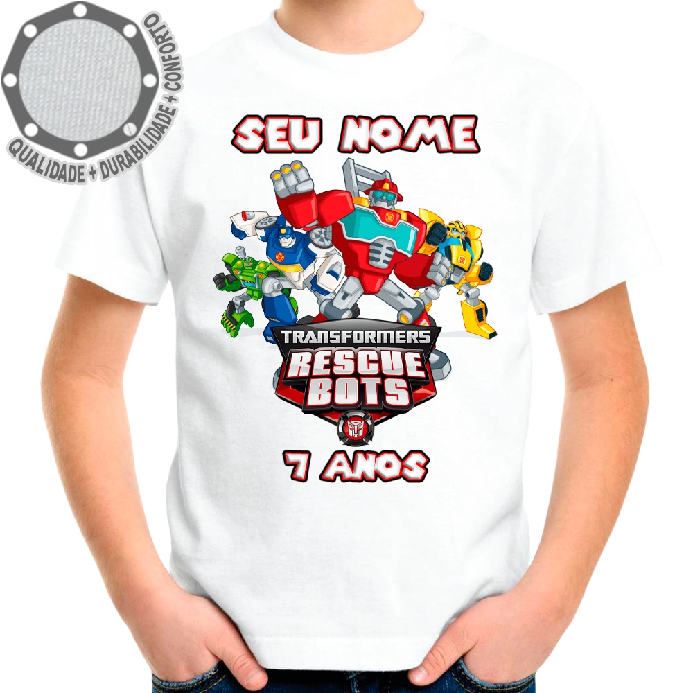 Camiseta Rescue Bots Transformers Personagens Camisa Personalizada
