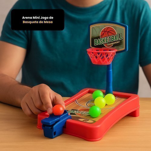 mini jogo basquete mesa Arena Basket League UNIK plástico ABS vermelho 6 bolas coloridas