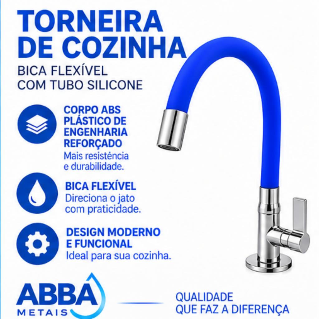 Torneira Bancada Cozinha Colorida Luxo Lavatório Cano De Silicone Flexível AZUL