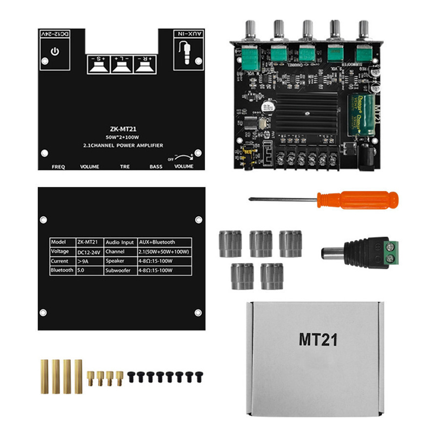 Módulo Amplificador Digital Bluetooth ZK-MT21 50W*2+100W 2.1 Canais Com Tom Alto E Baixo Super Graves