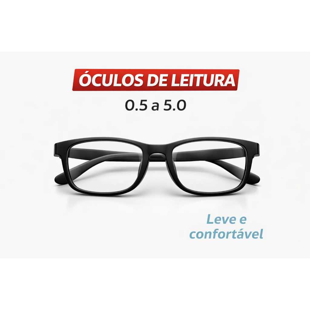 Óculos de Leitura Unissex Grau 0.5 a 5.0 Leve Confortável Armação Resistente Promoção