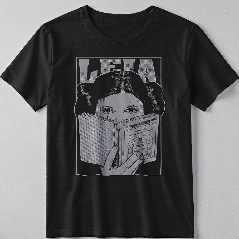 Camiseta Leia Star Wars Livro Leitura Unissex 100% Algodão Plus Size