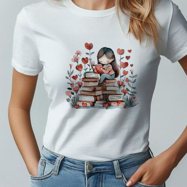 Tshirt BRANCA Blusa feminina LIVROS, MENINA LENDO LIVRO, AMANTES POR LEITURA, FRASES ,CAMISETA  UNISSEX,PLUS SIZE