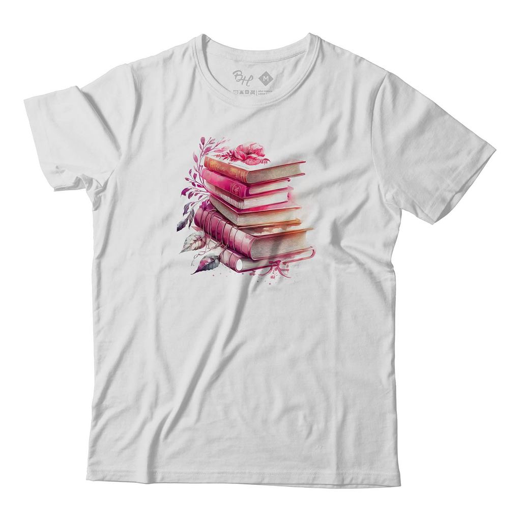 Camiseta Pilha De Livros Camisa Leitura Unissex Algodao 00045