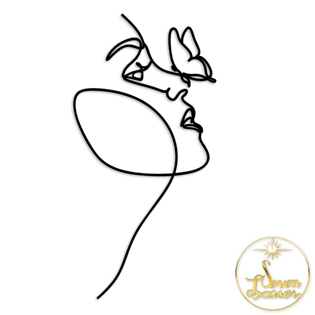 Quadro Decorativo Mulher Perfil Borboletas Floridas Aplique De Parede Vazado Decoração Quarto Mdf