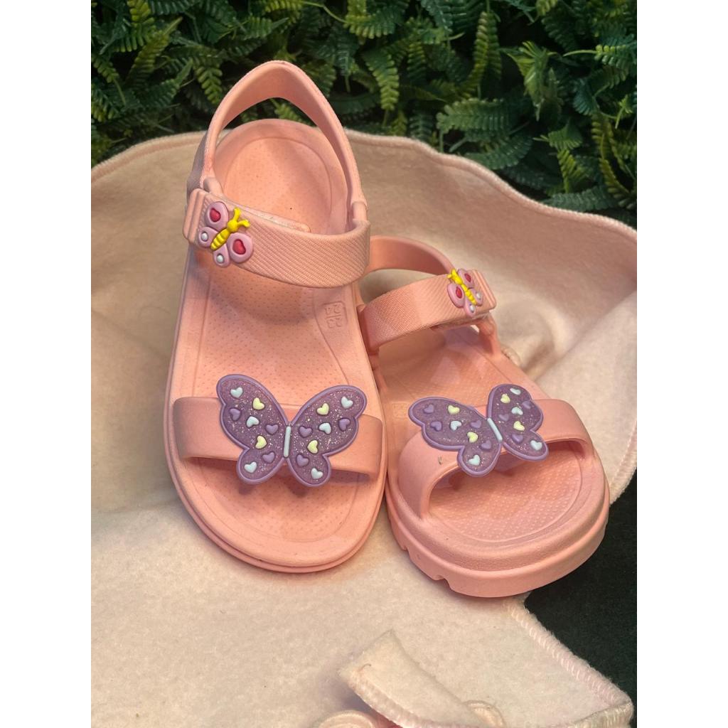 Sandália Infantil Feminina Solado Antiderrapante Confortável com Apliques de Borboleta com Velcro