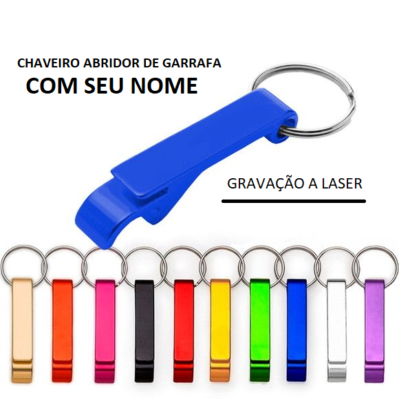 Chaveiro Personalizado com SEU NOME | Abridor de garrafa e lata em metal formato “pé de galinha