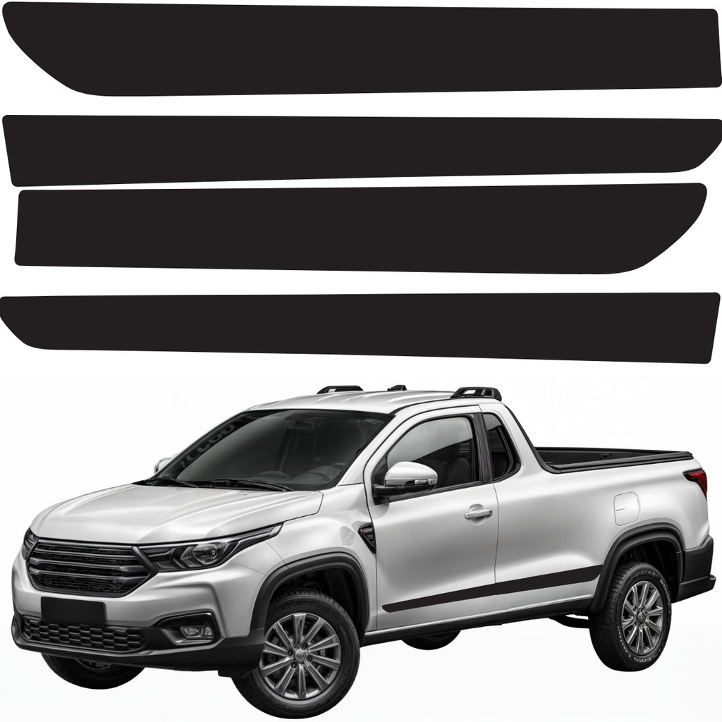 Kit Par Adesivo Faixa Lateral Preto Nova Fiat Strada Endurance 2021 2022 2023 24